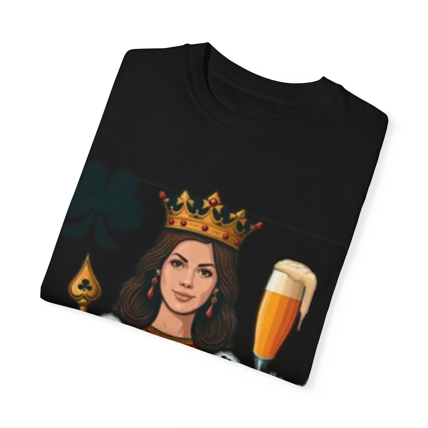 Queen of Hearts T-shirt, Unisex Garment-Dyed Tee, Cute Beer Lover Shirt, Fun St. Patrick's Day Gift, Playful Brewery Apparel, Vibrant Casual