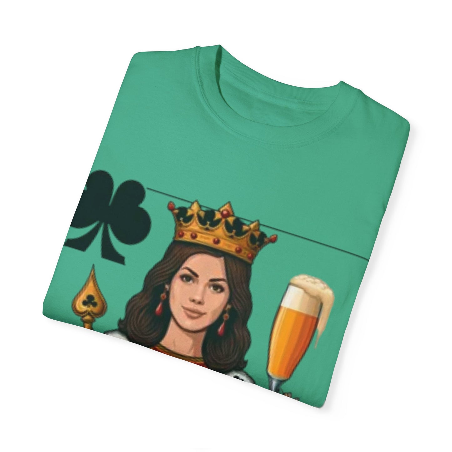 Queen of Hearts T-shirt, Unisex Garment-Dyed Tee, Cute Beer Lover Shirt, Fun St. Patrick's Day Gift, Playful Brewery Apparel, Vibrant Casual