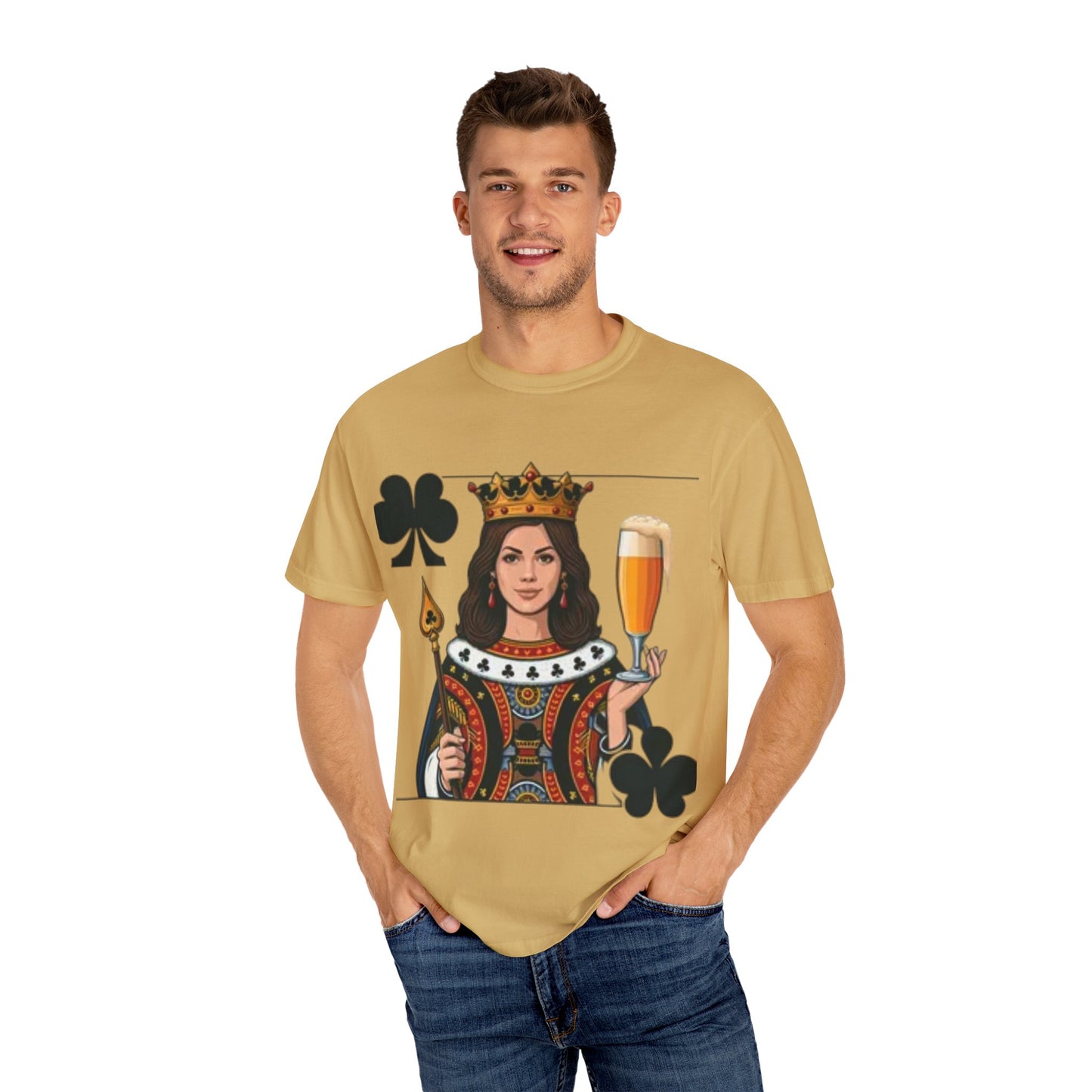 Queen of Hearts T-shirt, Unisex Garment-Dyed Tee, Cute Beer Lover Shirt, Fun St. Patrick's Day Gift, Playful Brewery Apparel, Vibrant Casual