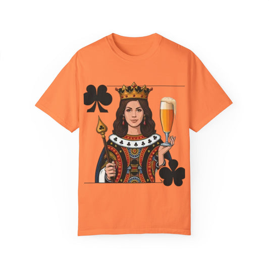 Queen of Hearts T-shirt, Unisex Garment-Dyed Tee, Cute Beer Lover Shirt, Fun St. Patrick's Day Gift, Playful Brewery Apparel, Vibrant Casual