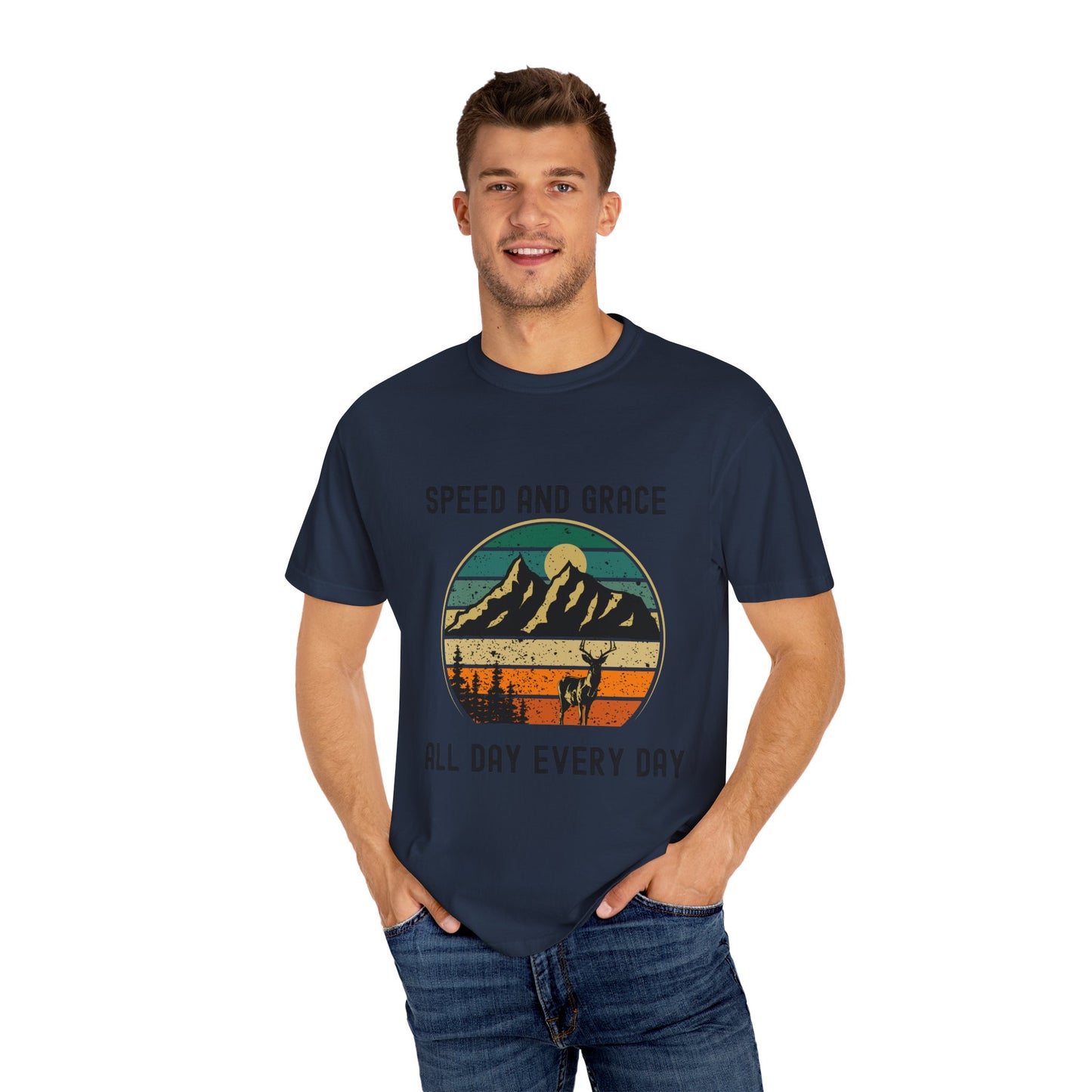 Adventure Vibes Unisex Garment-Dyed T-shirt - Speed and Grace Graphic Tee for Nature Lovers, Casual Wear, Outdoor Activities, Gifts