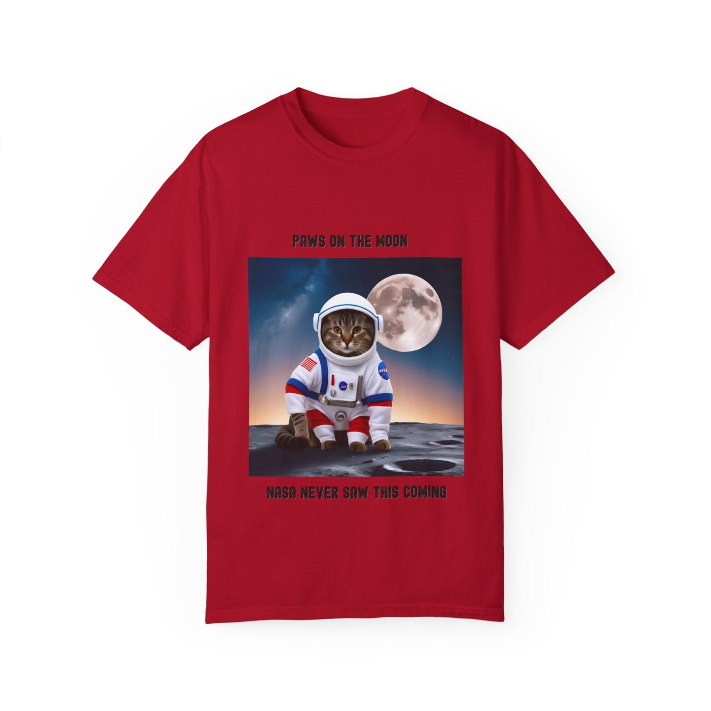 Astronaut Cat T-Shirt | Paws on the Moon | Fun Gift for Cat Lovers, Space Enthusiasts, Inclusive Fashion, Unique Humor Tee