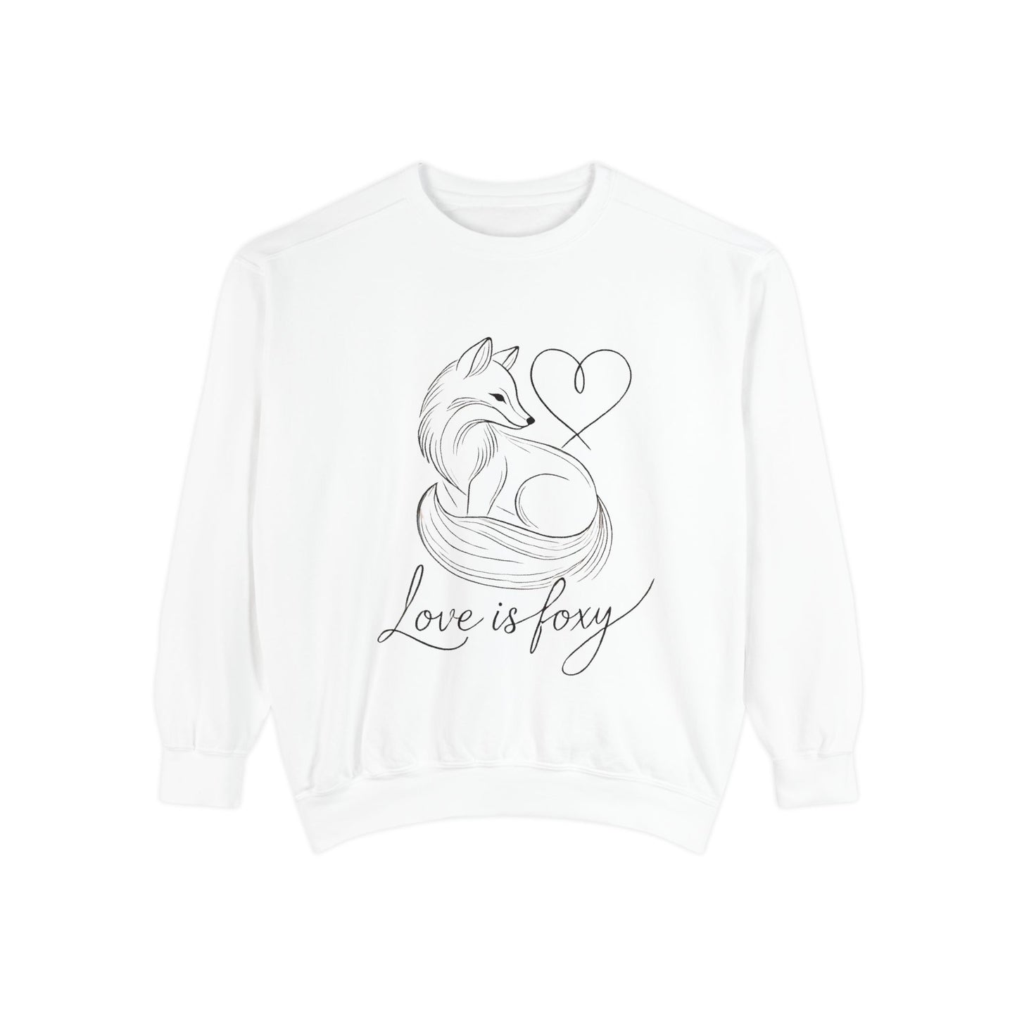 Love is Foxy Sweatshirt, Cute Valentine's Day Jumper, Cozy Romantic Crewneck, Gift for Couples, Heart Print Apparel