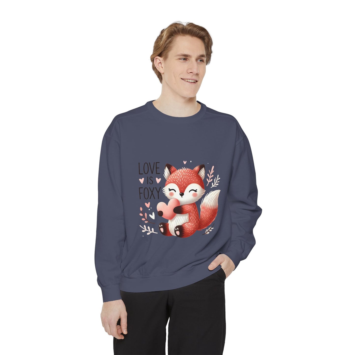 Love is Foxy Sweatshirt, Cute and Cozy Graphic Jumper, Valentines Day Gift, Trendy Unisex Pullover, Anniversary Present, Comfortable Fox