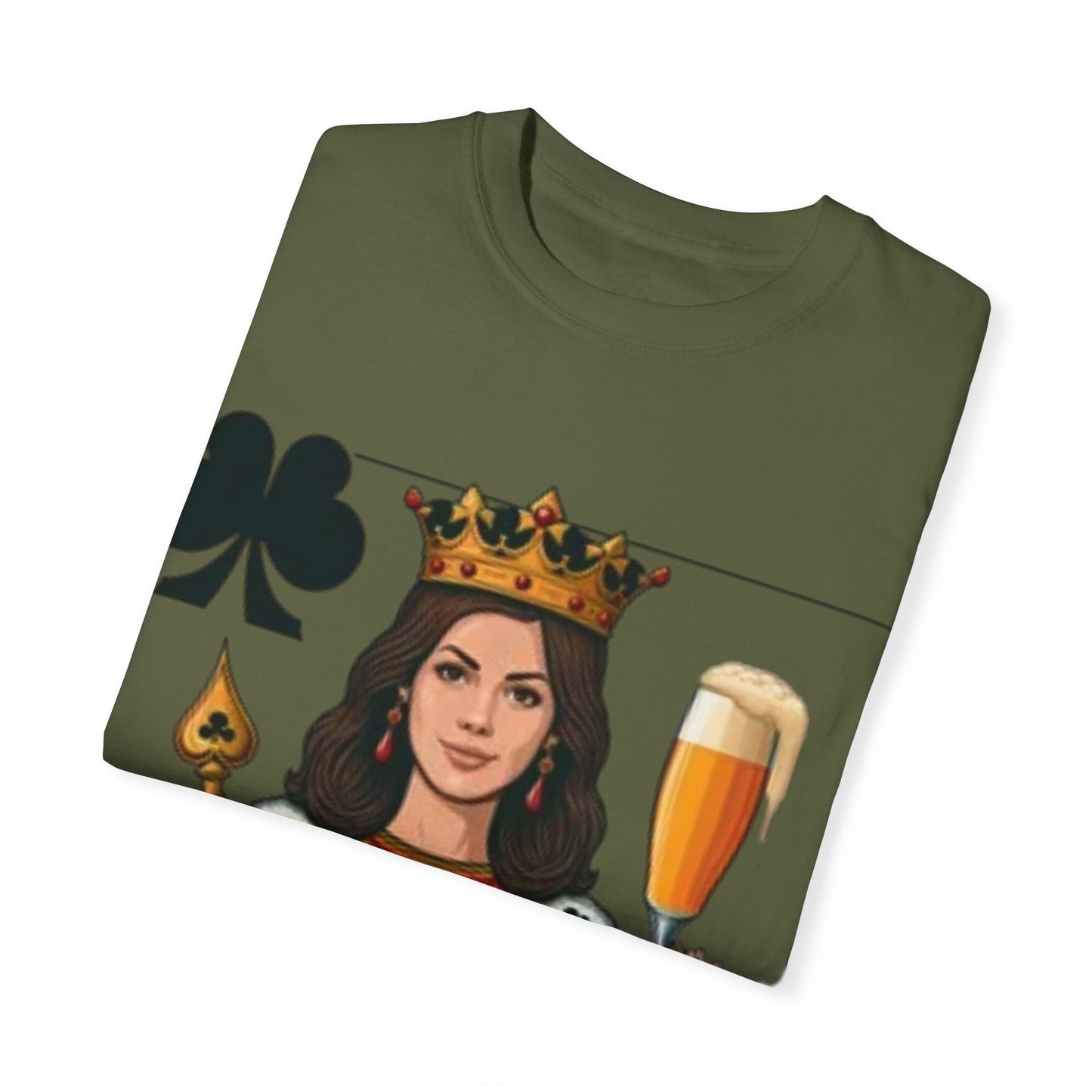 Queen of Hearts T-shirt, Unisex Garment-Dyed Tee, Cute Beer Lover Shirt, Fun St. Patrick's Day Gift, Playful Brewery Apparel, Vibrant Casual