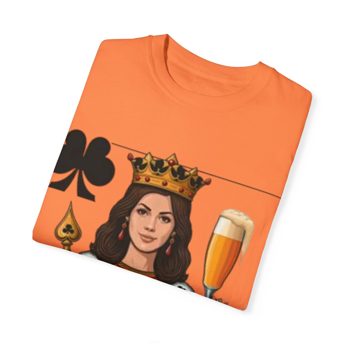 Queen of Hearts T-shirt, Unisex Garment-Dyed Tee, Cute Beer Lover Shirt, Fun St. Patrick's Day Gift, Playful Brewery Apparel, Vibrant Casual