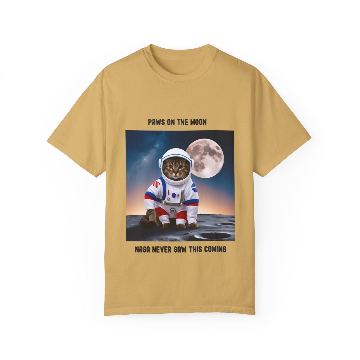 Astronaut Cat T-Shirt | Paws on the Moon | Fun Gift for Cat Lovers, Space Enthusiasts, Inclusive Fashion, Unique Humor Tee