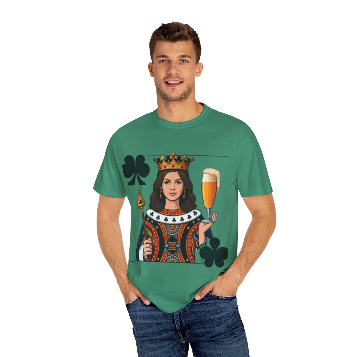 Queen of Hearts T-shirt, Unisex Garment-Dyed Tee, Cute Beer Lover Shirt, Fun St. Patrick's Day Gift, Playful Brewery Apparel, Vibrant Casual