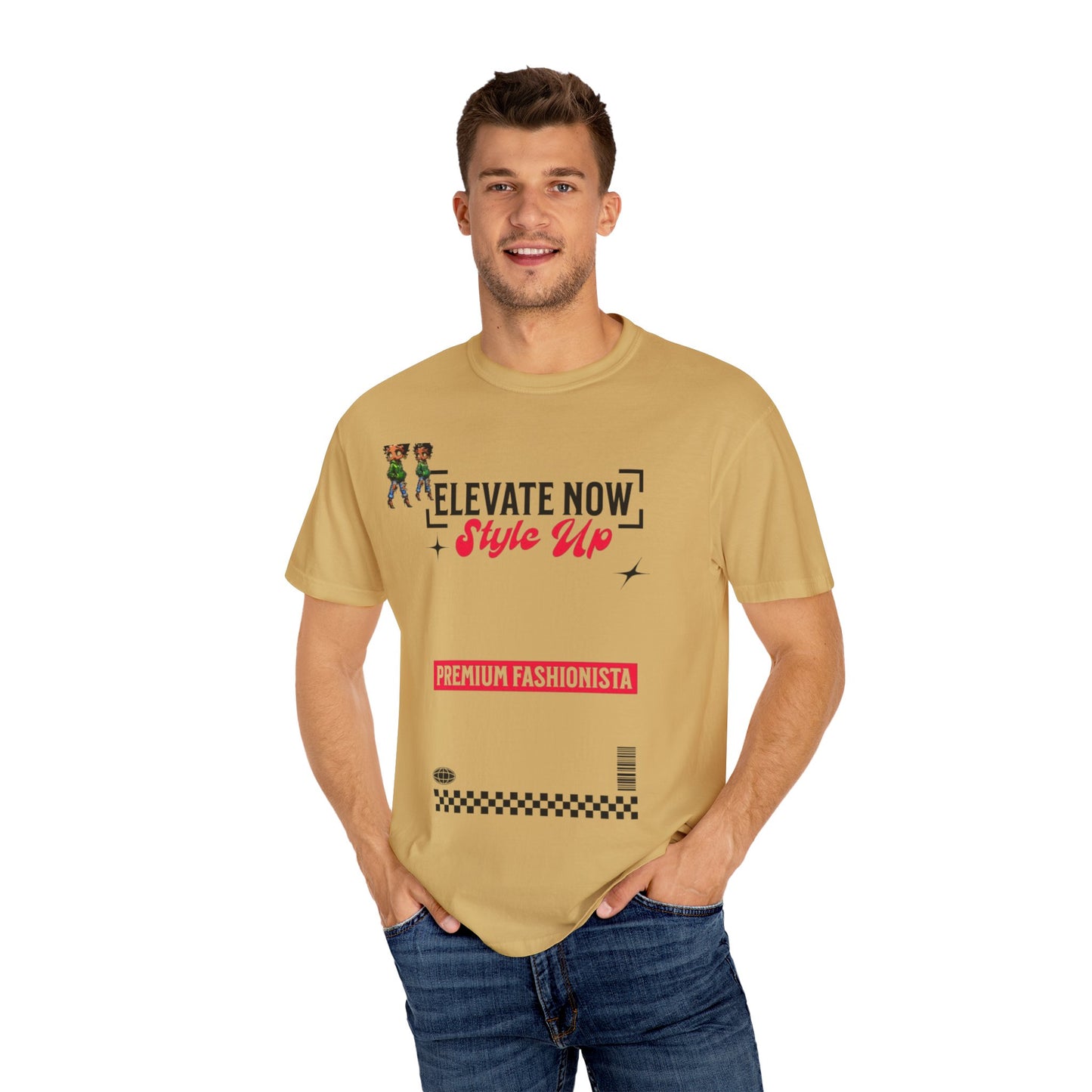 Elevate Now Style Up Unisex Garment-Dyed T-shirt, Casual Wear, Fashion Gift, Trendy Apparel, Unique Graphic Tee