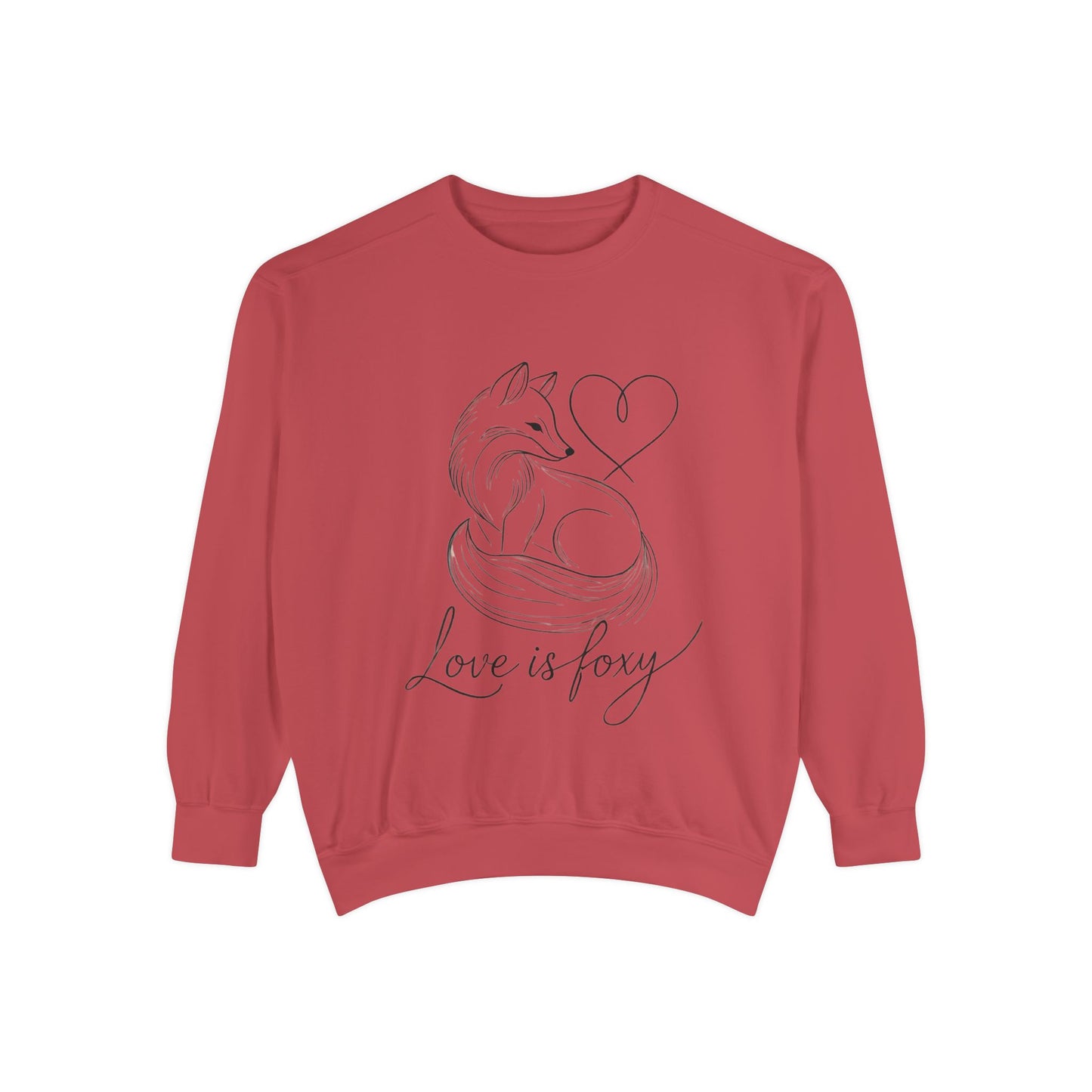 Love is Foxy Sweatshirt, Cute Valentine's Day Jumper, Cozy Romantic Crewneck, Gift for Couples, Heart Print Apparel