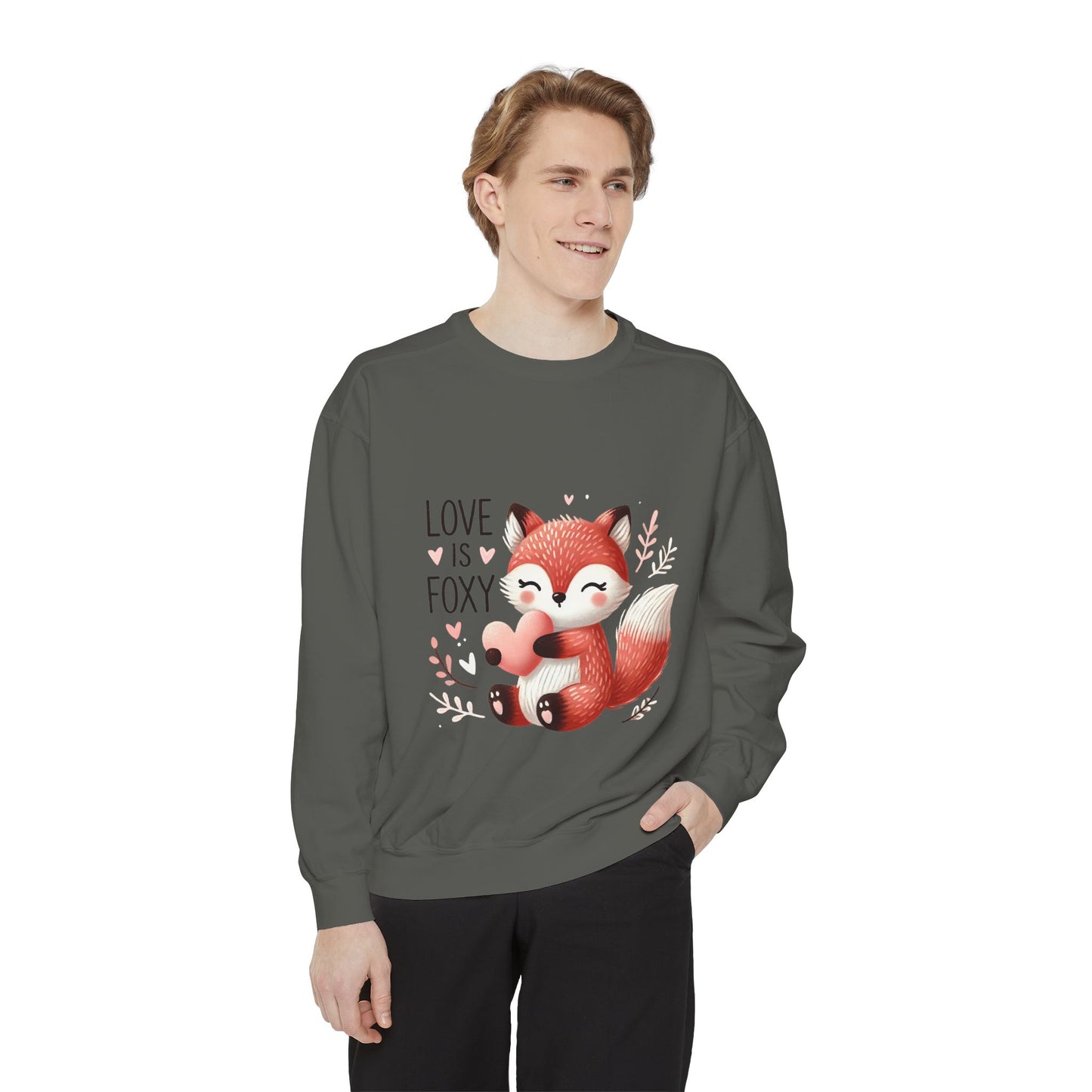 Love is Foxy Sweatshirt, Cute and Cozy Graphic Jumper, Valentines Day Gift, Trendy Unisex Pullover, Anniversary Present, Comfortable Fox