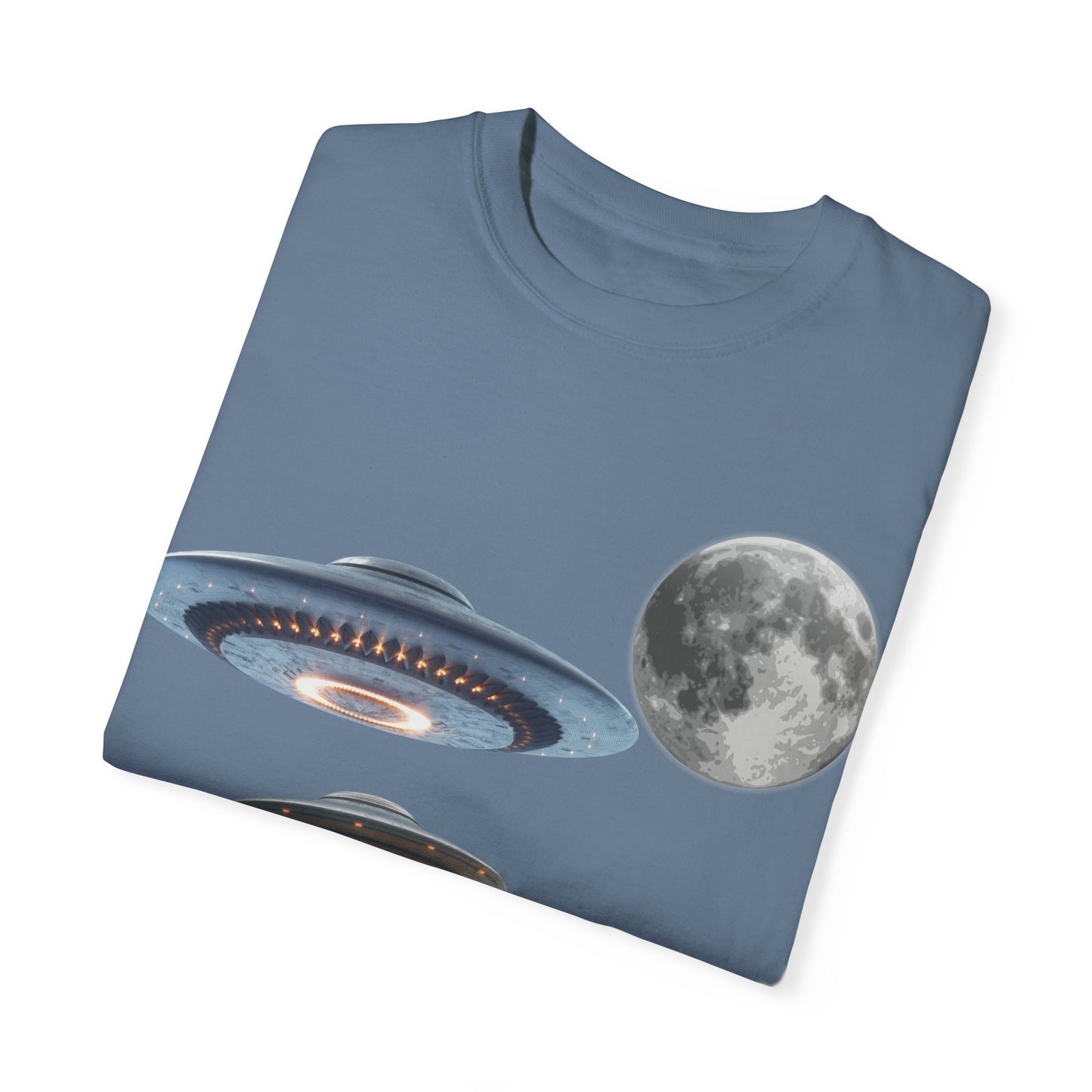 Whimsical Cat & UFO T-Shirt, Fun Unisex Tee for Cat Lovers, Space Enthusiasts, Gift for Birthdays, Halloween, and Pet Parties