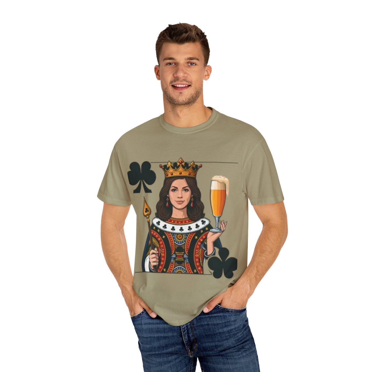 Queen of Hearts T-shirt, Unisex Garment-Dyed Tee, Cute Beer Lover Shirt, Fun St. Patrick's Day Gift, Playful Brewery Apparel, Vibrant Casual