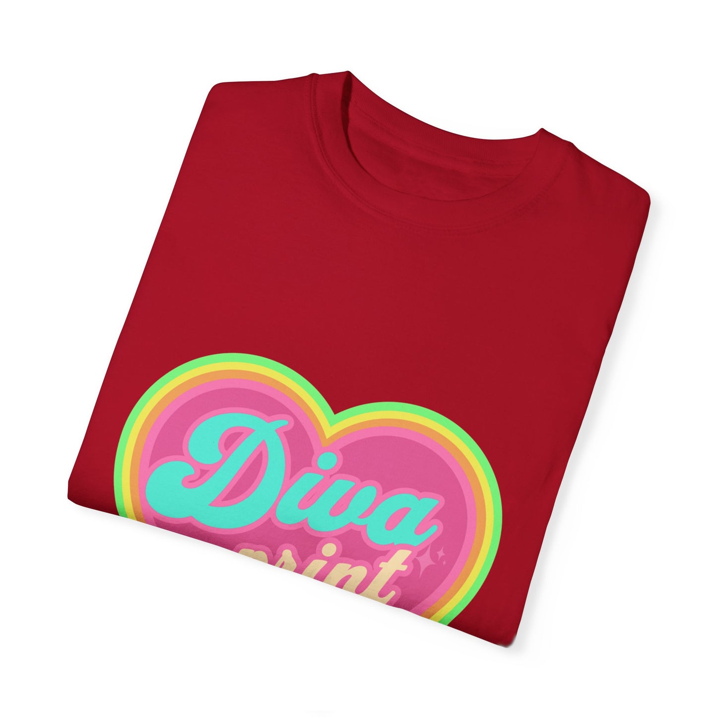 Diva Print Heart T-Shirt, Colorful Graphic Tee, Gift for Women, Trendy Summer Wear, Fashionable Unisex Apparel