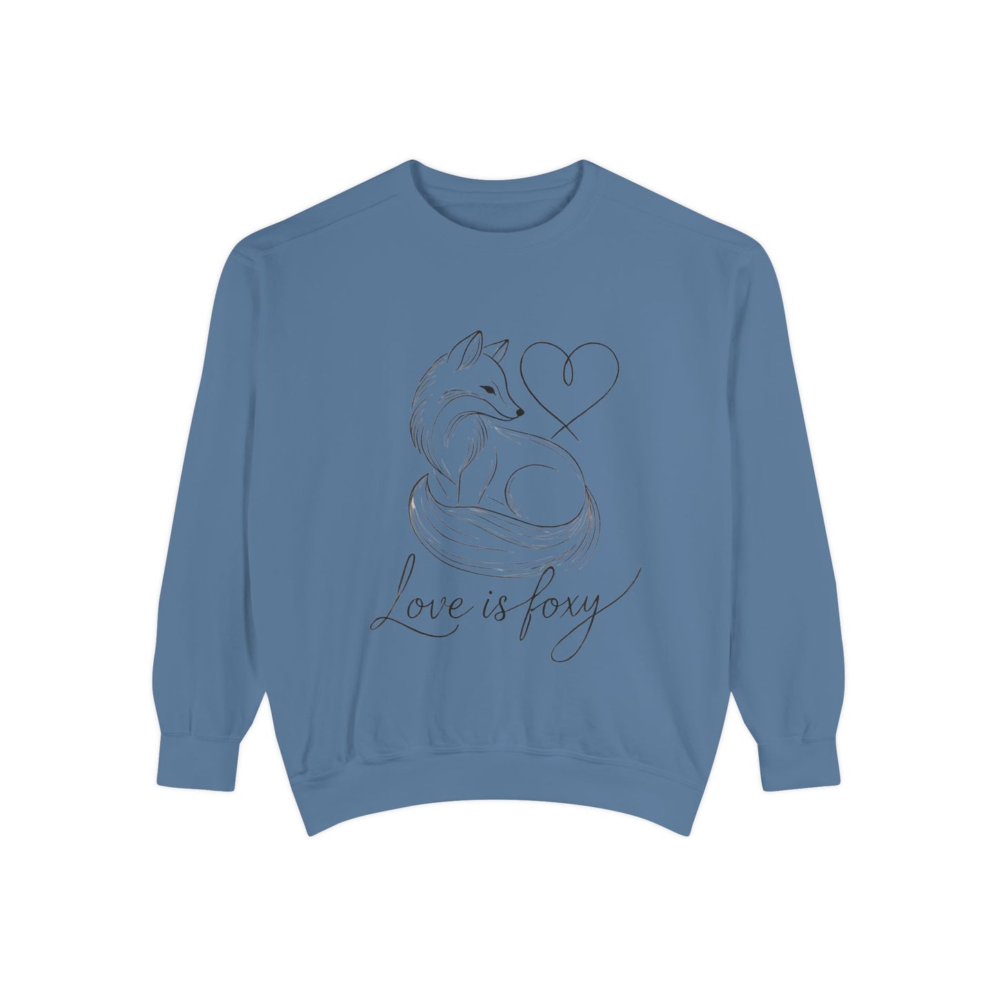 Love is Foxy Sweatshirt, Cute Valentine's Day Jumper, Cozy Romantic Crewneck, Gift for Couples, Heart Print Apparel