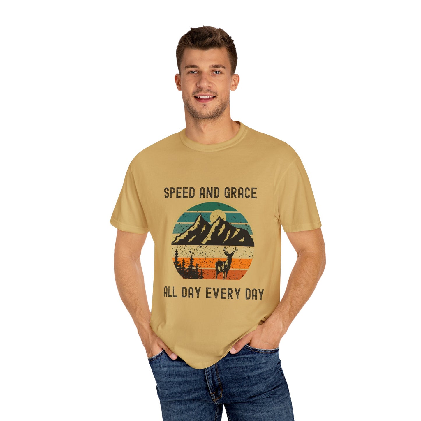 Adventure Vibes Unisex Garment-Dyed T-shirt - Speed and Grace Graphic Tee for Nature Lovers, Casual Wear, Outdoor Activities, Gifts