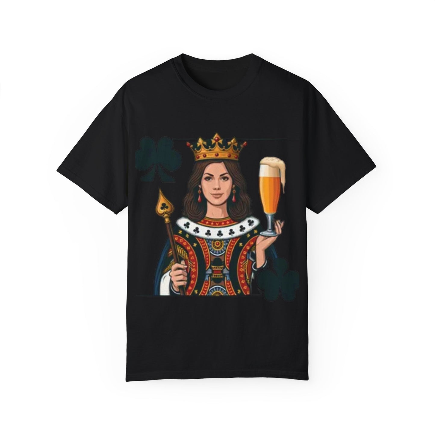 Queen of Hearts T-shirt, Unisex Garment-Dyed Tee, Cute Beer Lover Shirt, Fun St. Patrick's Day Gift, Playful Brewery Apparel, Vibrant Casual