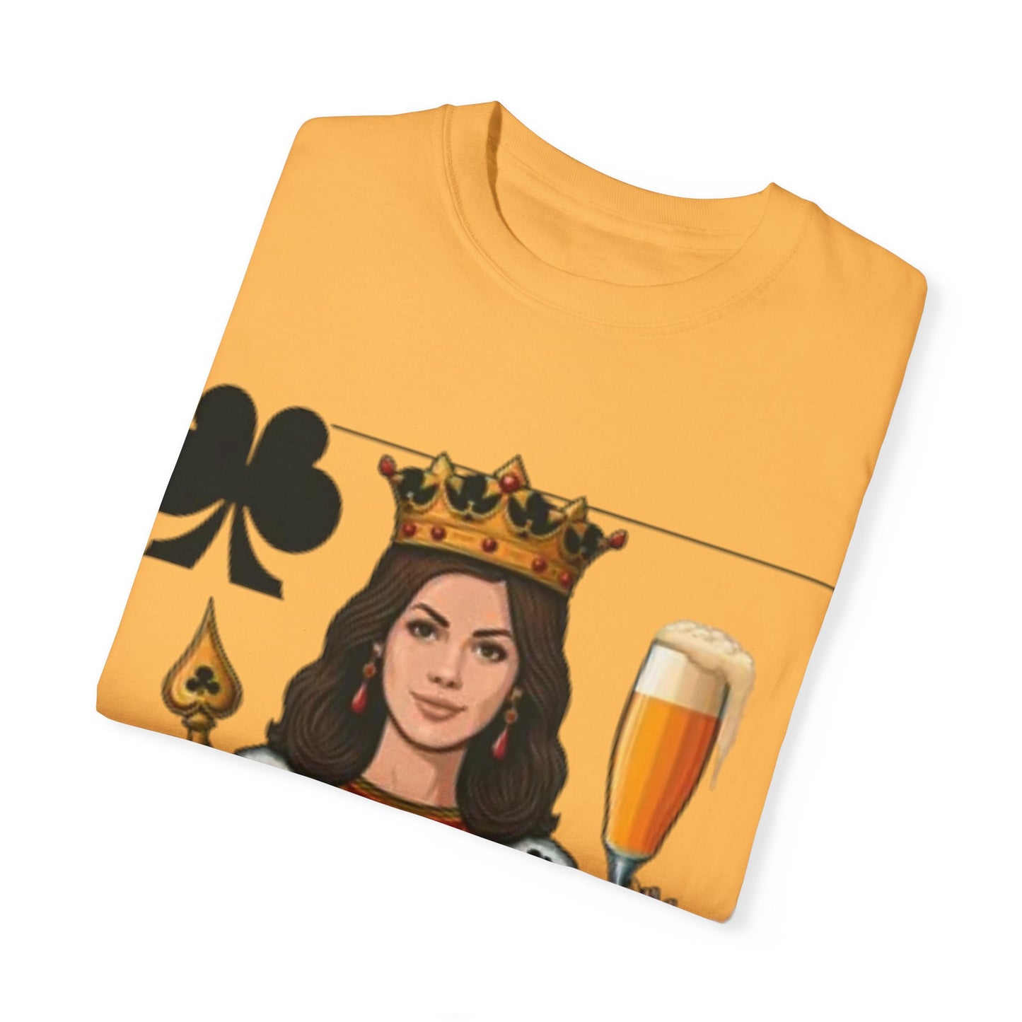 Queen of Hearts T-shirt, Unisex Garment-Dyed Tee, Cute Beer Lover Shirt, Fun St. Patrick's Day Gift, Playful Brewery Apparel, Vibrant Casual