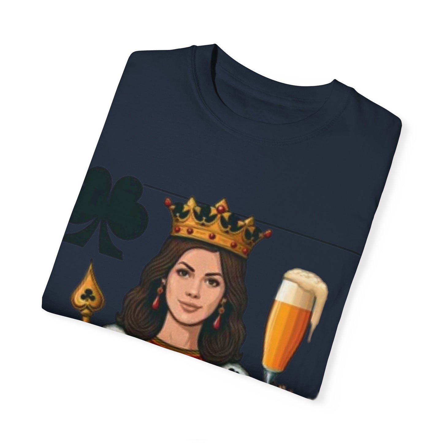 Queen of Hearts T-shirt, Unisex Garment-Dyed Tee, Cute Beer Lover Shirt, Fun St. Patrick's Day Gift, Playful Brewery Apparel, Vibrant Casual