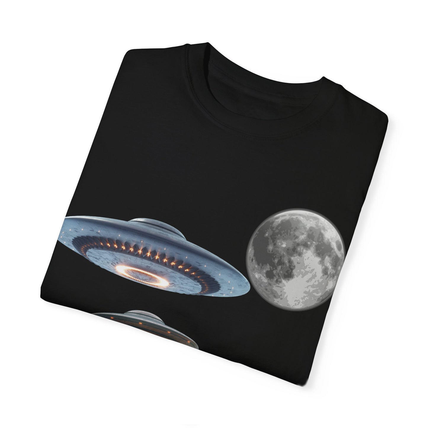 Whimsical Cat & UFO T-Shirt, Fun Unisex Tee for Cat Lovers, Space Enthusiasts, Gift for Birthdays, Halloween, and Pet Parties