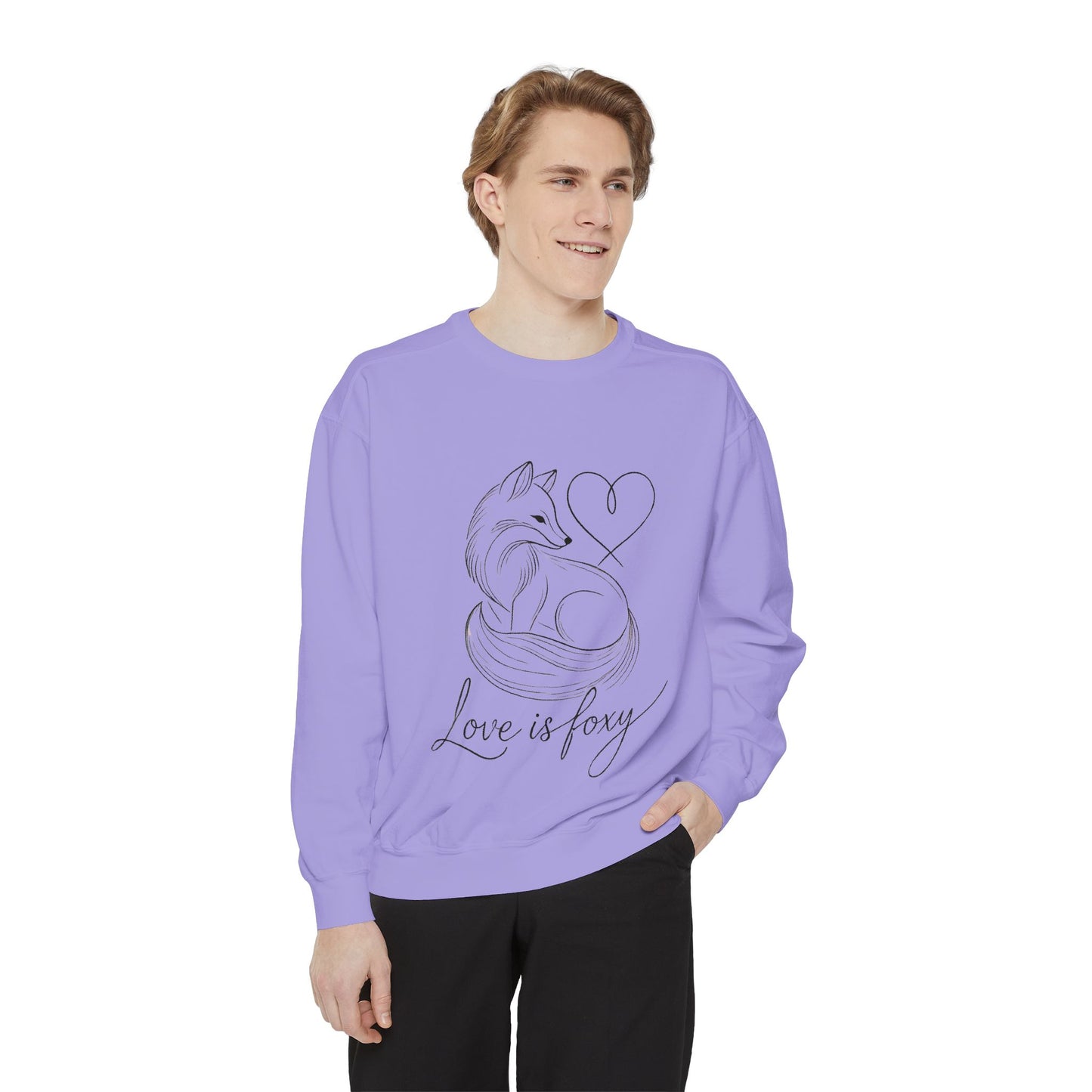 Love is Foxy Sweatshirt, Cute Valentine's Day Jumper, Cozy Romantic Crewneck, Gift for Couples, Heart Print Apparel