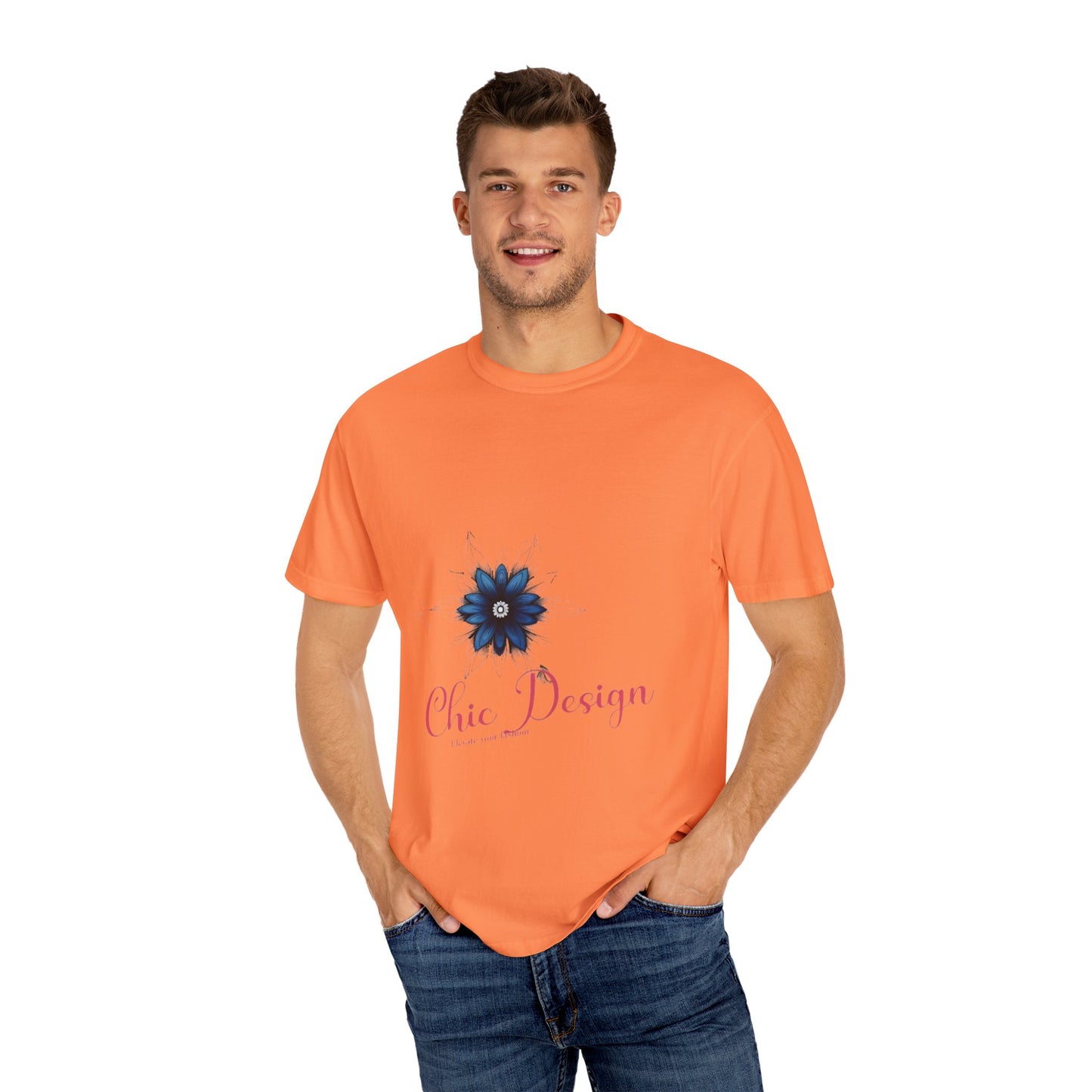 Chic Floral Unisex T-Shirt, Casual Summer Tee, Gift for Her, Trendy Fashion Top, Birthday Gift, Vibrant Orange Shirt