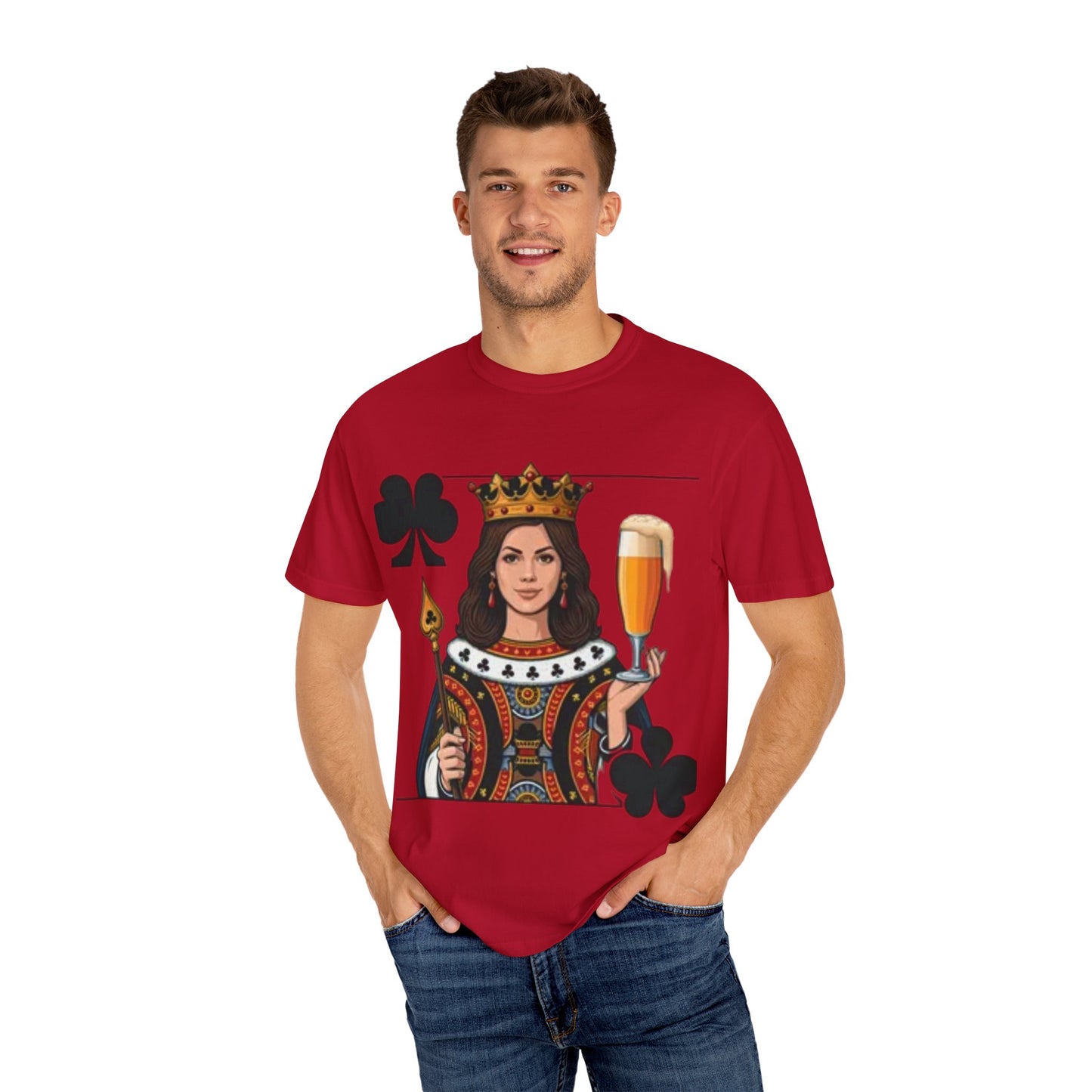 Queen of Hearts T-shirt, Unisex Garment-Dyed Tee, Cute Beer Lover Shirt, Fun St. Patrick's Day Gift, Playful Brewery Apparel, Vibrant Casual